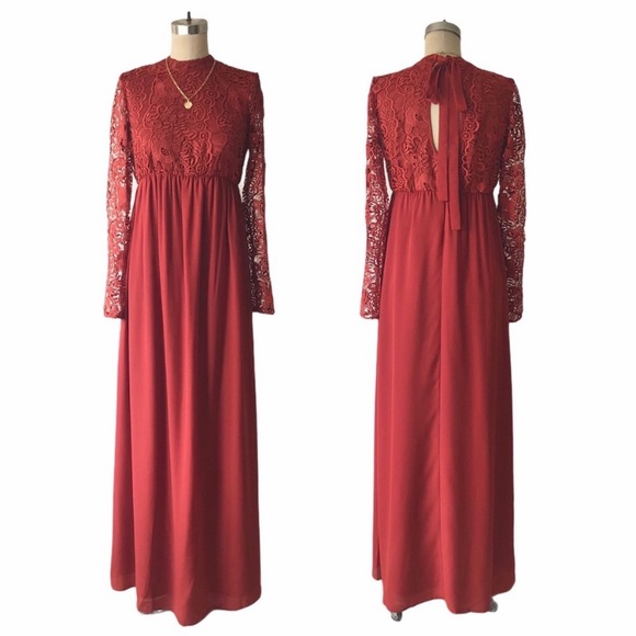 ASOS Women’s Rust Lace Maxi Maternity Dress 4 XS - Picture 2 of 14